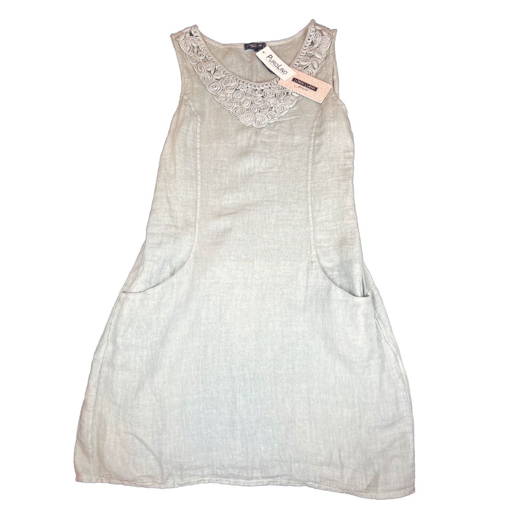 Lingo L’arno 100% Linen Sage Green Dress Size S NWT - Picture 2 of 4